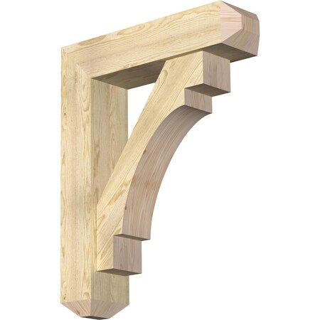 Merced Craftsman Rough Sawn Bracket W/ Offset Brace, Douglas Fir, 8W X 32D X 40H